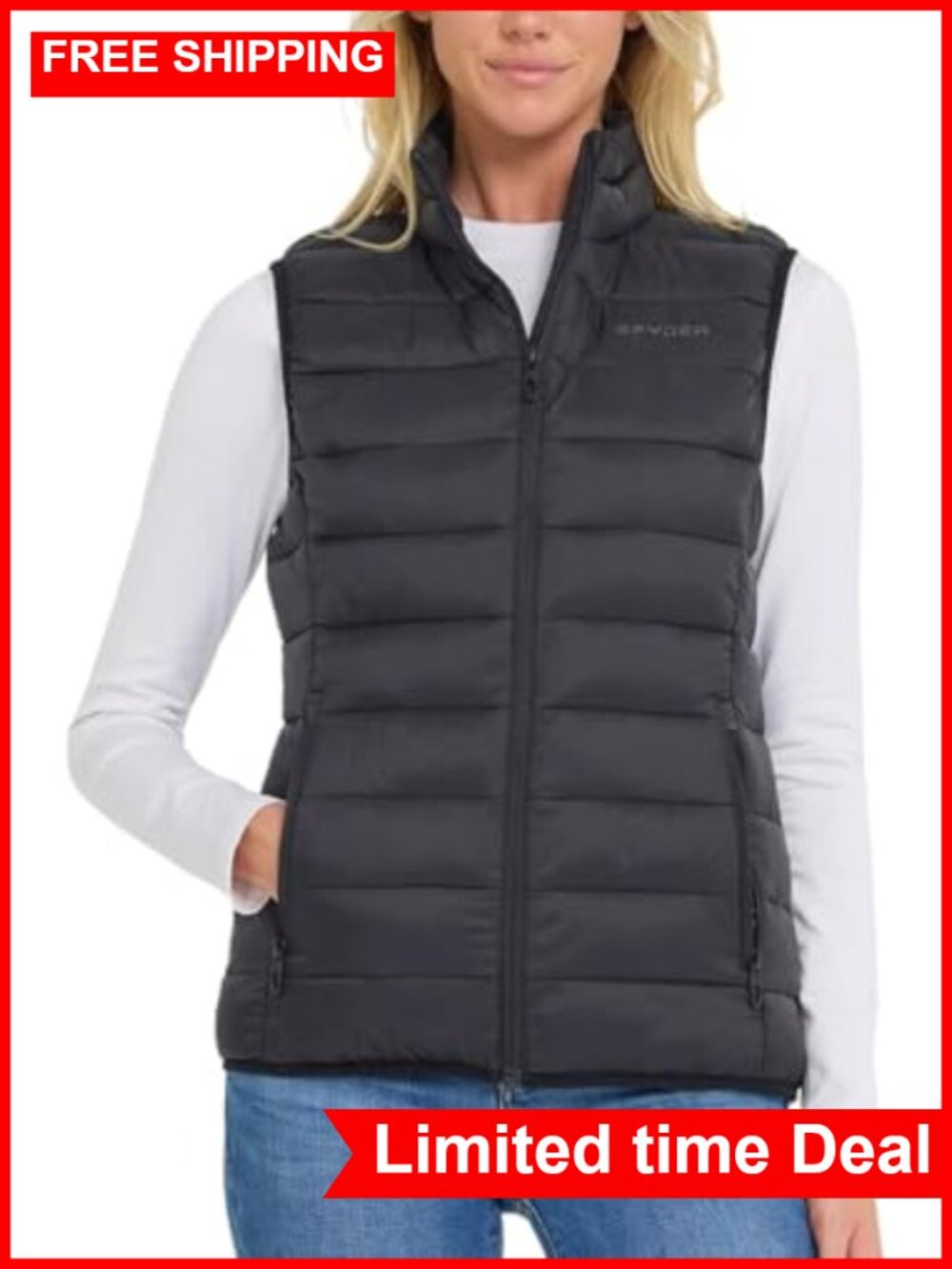 Spyder Quilted Puffer Vest Lightweight Sleeveless Winter Layer